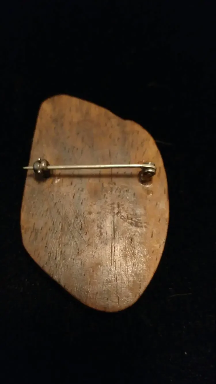Brutalist Wood and Sterling Brooch Mid-century Mixed Medium 1950s